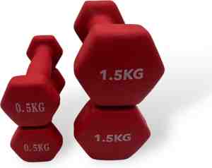 Foto: Padisport dumbell neopreen set 0 5 en 1 5 kg krachttraining rood gewichten dumbellset halterset gewichtjes set gewichten set