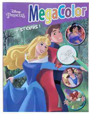 Foto: Disney princess   megacolor aurora   kleurboek met   130 kleurplaten en 1 vel stickers   prinsessen   knutselen   kleuren   tekenen   creatief   verjaardag   kado   cadeau