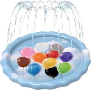 Foto: Splashez gekleurde ballonnen waterspeelmat zwembad met fontein sprinkler zwembad peuterbad peuterzwembad zomer peuter kinder baby zwembad kinderzwembad zwembadje speelzwembad buitenzwembad opblaas zwembad