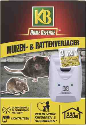 Foto: Kb home defense ratten  en muizenverjager   elektromagnetisch ultrasoon lichtflits   220m2 bereik   diervriendelijk   ongedierte verjager