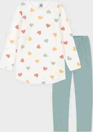 Foto: Petit bateau fluwelen meisjesnachthemd met hart meisjes pyjamaset   meerkleurig   maat 116