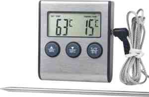 Foto: Temperatuur meter   2 in 1 digitale professionele thermometer en wekker   vleesthermometer   kern temperatuurmeter voor vleesvloeistof   0 250 graden celcius