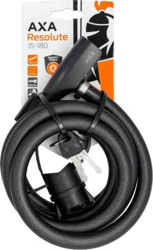 Foto: Axa resolute 15 180 kabelslot slot voor fietsen gebruiksvriendelijk cm lang diameter mm zwart