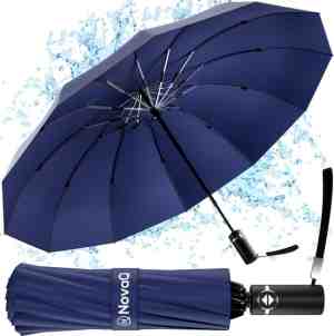 Foto: Novaq stormparaplu opvouwbaar met beschermhoes   grote paraplu 110 cm   automatisch uitklapbaar   windproof tot 100 km pu