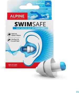 Foto: Alpine swimsafe   zwem oordoppen   waterdicht   voorkomt oorpijn   oordopjes geschikt voor douchen   herbruikbaar   blauw   snr 10 db   1 paar