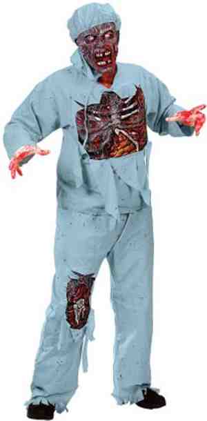 Foto: Kimu kostuum zombie chirurg blauw dokter pak   the walking dead zombiepak met masker halloween   skelet horror verpleger verpleegster ziekenhuis eng geest