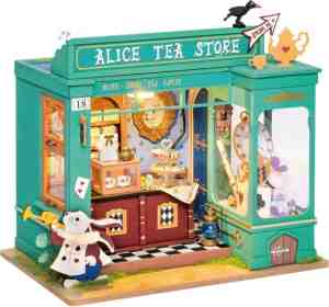 Foto: Robotime alices tea store dg 156 diy miniatuurhuisje theewinkeltje miniatuur poppenhuis knutselen