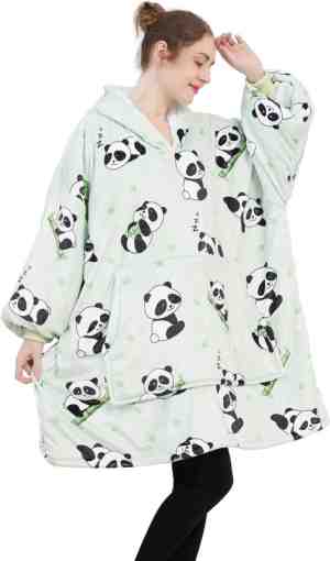 Foto: Jaxy hoodie deken   snuggie   snuggle hoodie   fleece deken met mouwen   1450 gram   hoodie blanket   black friday 2023   sinterklaas   panda