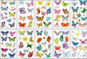 Foto: Vlinder tattoos set van 10 vellen tijdelijke plak voor jongens en meisjes kinderen neptattoo fake tattoo temporary butterfly dieren vlinders plakplaatjes leuke plaktattoos stickers