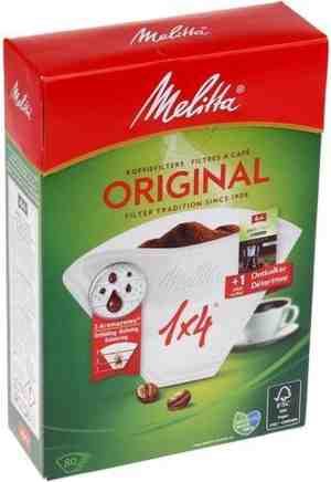 Foto: Melitta koffiefilter papier 1x4 80 wit ontkalker 6749477