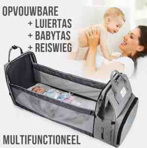 Foto: Lagloss luiertas rugtas reiswieg opvouwbaar grijs   multifunctionele 2 in 1 babytas   travel camping reisbed rugzak   baby bed wieg tas   grijs