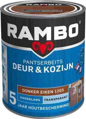 Foto: Rambo pantserbeits deur kozijn hoogglans transparant super vochtregulerend donkereiken 0 75l