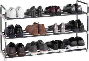 Foto: Acaza schoenenrek   schoenenrekje voor 15 paar schoenen   schoenenkast metaal   grijs