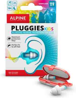 Foto: Alpine pluggies kids oordoppen voor kinderen oordopjes kleine gehoorgangen vliegen zwemmen en concentratie comfortabel hypoallergeen materiaal herbruikbaar 25 db wit