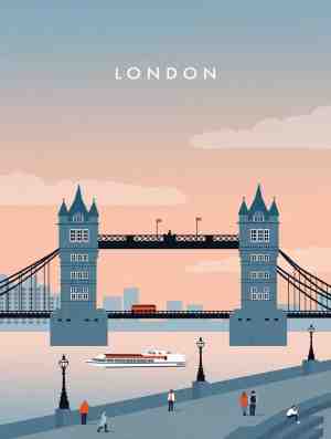 Foto: Juniqe canvas doeken london landmarks tower bridge 60 x 90 blauw