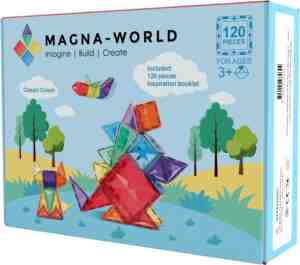 Foto: Magna world   120 stuks   classic colors   magnetisch speelgoed   magnetische bouwstenen   magnetic tiles   compatibel met de grote merken