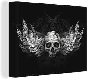 Foto: Canvas schilderij een illustratie van een gevleugelde schedel 160x120 cm wanddecoratie xxl