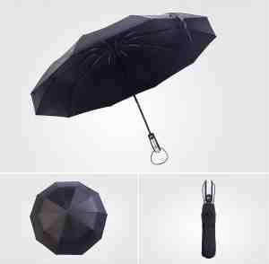 Foto: Paraplu met 10 versterkte glasvezelribben auto openen sluiten anti uv parasol 105 x 63 cm draagbare paraplu voor heren en dames bruin