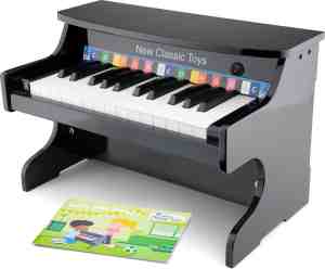 Foto: New classic toys elektronische speelgoed piano met muziekboekje zwart