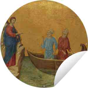 Foto: Tuincirkel the calling of the apostles peter and andrew schilderij van duccio 60x60 cm ronde tuinposter buiten