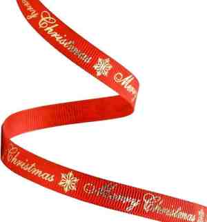 Foto: Kerst lint 10mm 1cm luxe grosgrain lint ripsband merry christmas kerstlint rood goud glitter cadeaulint kerstlint rol 10 meter