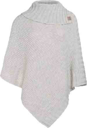 Foto: Knit factory nicky gebreide dames poncho beige one size met opstaande kraag