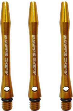 Foto: Abc darts   dart shafts   aluminium geel   medium   3 sets 9 stuks