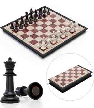 Foto: Magnetisch schaakbord met schaakstukken   schaakspel   schaakset   chess set   schaken   schaak   hout   opklapbaar