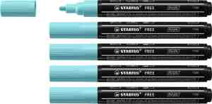 Foto: Stabilo free acryl marker t300 ronde punt 2 3 mm ijs blauw doos 5 stuks