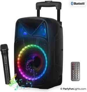 Foto: Partyfunlights   bluetooth xl karaoke set   draadloze microfoon   party speaker 30cm   party verlichting   afstandsbediening