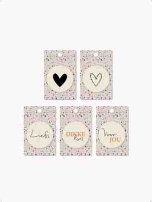 Foto: Duurzaam cadeau cadeaulabel naamkaartje set van 5 roze
