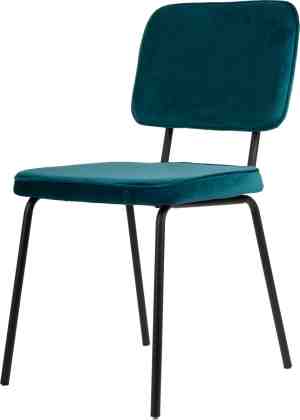 Foto: Joe eetkamerstoel petrol velvet stoel met zwart stalen poten design eetkamerstoelen rib frame