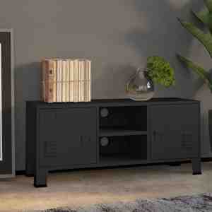 Foto: Industrieel tv meubel 105x35x42 cm metaal zwart