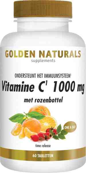 Foto: Golden naturals vitamine c 1000mg met rozenbottel 60 veganistische tabletten