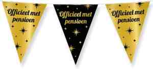 Foto: Paperdreams vlaggenlijn   luxe pensioen feestparty   10m   goudzwart   folie