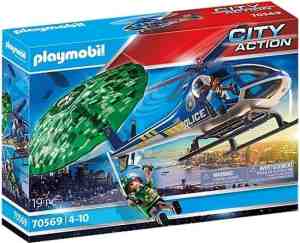 Foto: Playmobil city action politiehelikopter  parachute achtervolging   70569