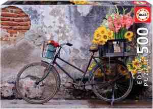 Foto: Legpuzzel   500 stukjes  fiets met bloemen   educa puzzel