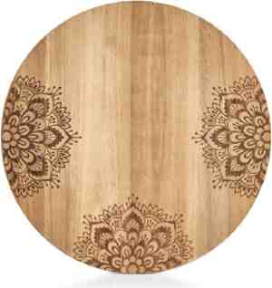 Foto: 1x ronde houten snijplanken met mandala print 27 cm   zeller   keukenbenodigdheden   kookbenodigdheden   snijplankenserveerplanken   houten serveerborden   snijplanken van hout