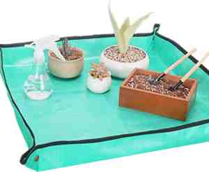 Foto: Verpotmat 100x100 cm groen waterdichte mat planten verpotten op een plantenmat