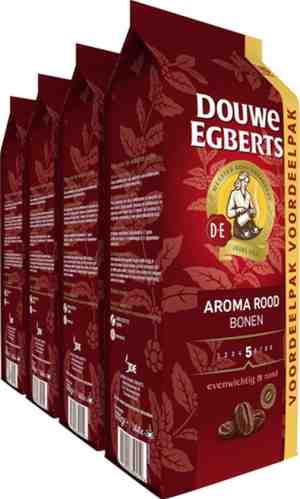 Foto: Douwe egberts aroma rood koffiebonen   extra grote verpakking 4 x 1000 gram
