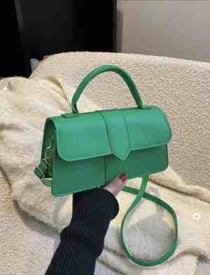 Foto: Handtas schoudertas groen trendy pu leer dames tas