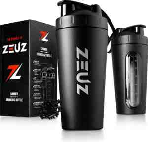 Foto: Zeuz premium rvs shakebeker eiwit protene shaker shake beker   bpa vrij 700 ml   mat zwart