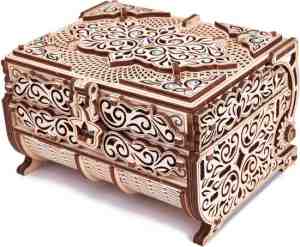 Foto: Woodtrick modelbouw 3d houten puzzel treasure box with swarovski schatkist met swarovski wdtk039 192 stuks   geen lijm noch verf nodig 