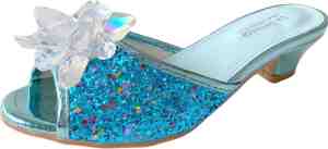 Foto: Elsa prinsessen slipper schoenen blauw glitter met hakje maat 29 binnenmaat 19 cm bij jurk verkleedkleding