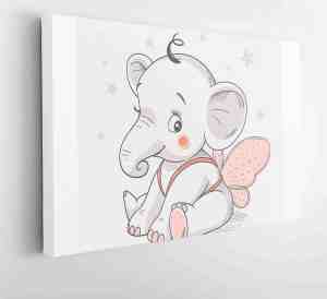 Foto: Vectorillustratie van een schattige babyolifant met vlindervleugels moderne schilderijen horizontaal 1923968690 40 30 horizontal