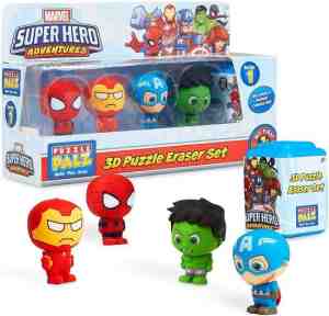Foto: Marvel   super hero adventures   spiderman   iron man   hulk   captain america   3d puzzle eraser   mini funko pop 1 secret figurine