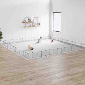 Foto: Furniture limited huisdierenkooi met deur 60 panelen 35x35 cm staal zwart