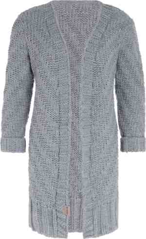 Foto: Knit factory sally gebreid dames vest licht grijs 36 38 grof gebreid