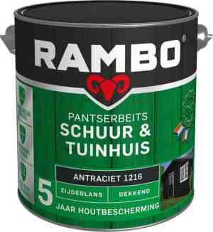 Foto: Rambo pantserbeits schuur tuinhuis zijdeglans dekkend   makkelijk verwerkbaar   antraciet   2 5l