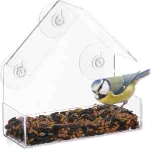 Foto: Vogelvoederhuis raam   3 zuignappen   voederstation vogel   voedersilo voersilo